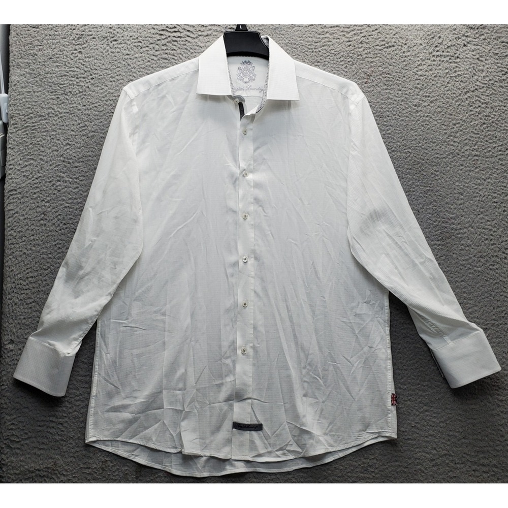 English Laundry Dress Shirt Mens 16.5 White Long Sleeve Collared Button-Up EUC